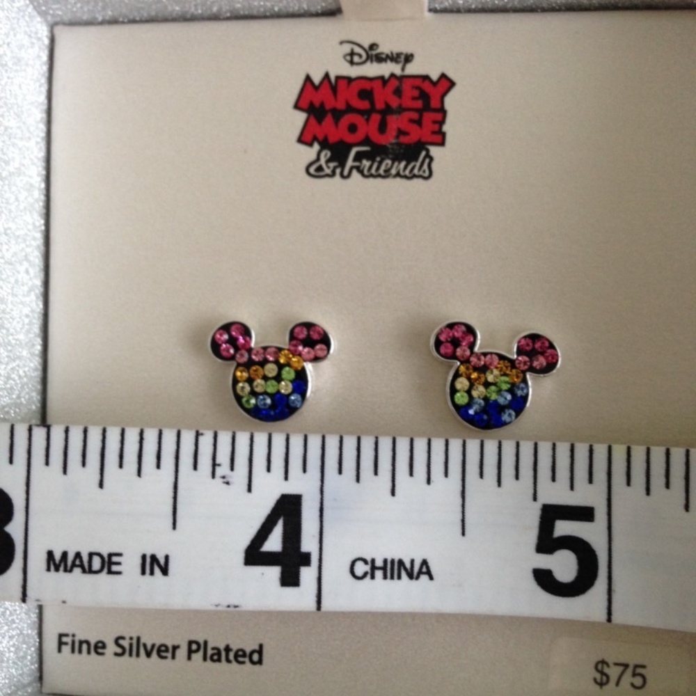 NIB MICKEY MOUSE Colored Crystal Earrings NIB
